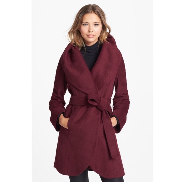 maroon wrap coat
